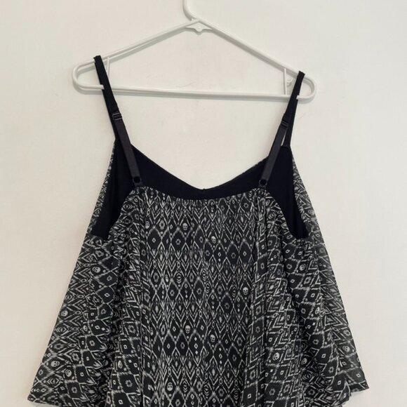 TORRID 3 Plus Size Skull Ikat Print Double Layered Cami Black Cream Tank Top 3X - Picture 15 of 16